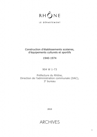 Constructions d'établissements scolaires, équipements sportifs et culturels.