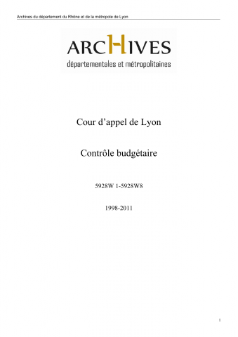 Contrôle du service administratif régional (SAR) de Lyon par la Cour des Comptes.