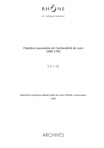 Archevêché de Lyon, Chambre souveraine.