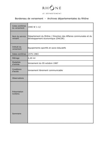 Equipements sportifs et socio-éducatifs.