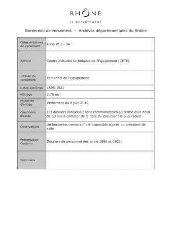 Personnel de l'Equipement.