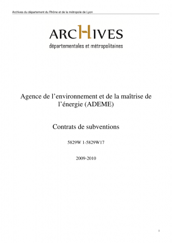 Contrats de subventions accordées par l'ADEME.