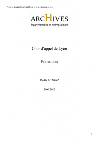 5740W - Cour d'appel de Lyon - Formation