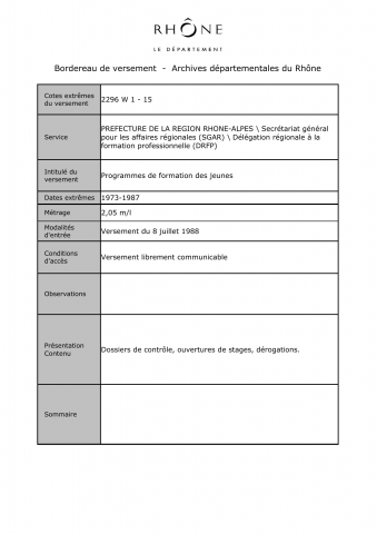 Programmes de formation des jeunes.