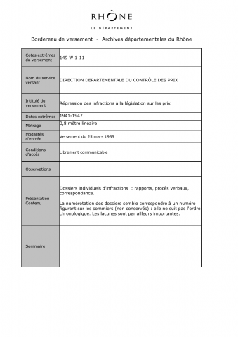 Répression des infractions à la législation sur les prix.