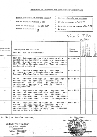 Route nationale n° 89.