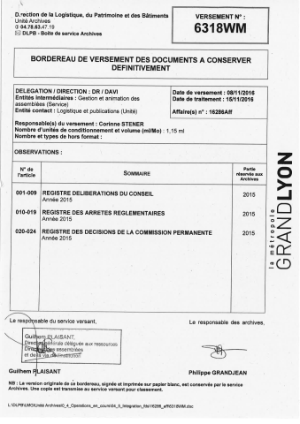 Conseil métropolitain : délibérations. Décisions du Président. Commission permanente : décisions.