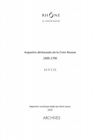 Augustins déchaussés de la Croix-Rousse.