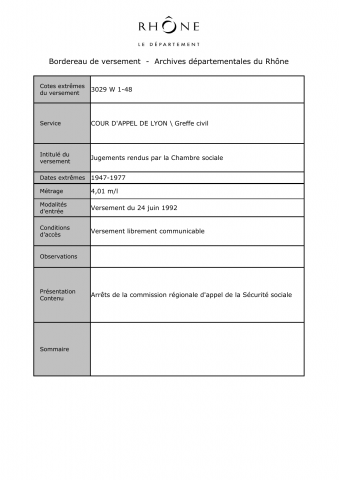 Jugements rendus par la Chambre sociale.