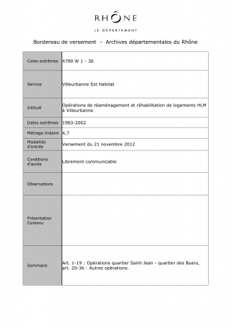 Opérations de réaménagement et réhabilitation de logements HLM à Villeurbanne.