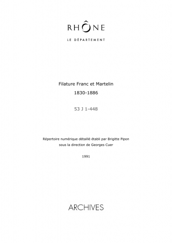 Société Franc et Martelin, filature (Lyon).