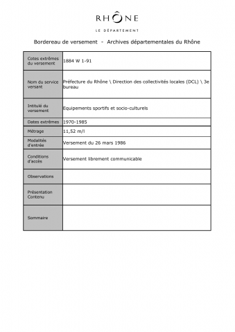 Equipements sportifs et socio-culturels.