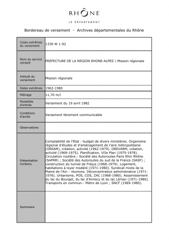 Administration générale de la région.