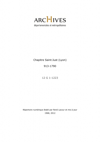 Chapitre Saint-Just de Lyon.
