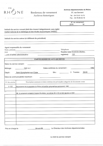 Recensement de population de 1982.